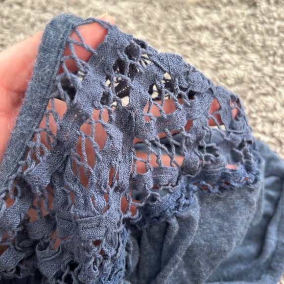 French Laundry XL Blue Tank Top Sleeveless Crochet Neck Casual Blouse‎ - Picture 5 of 7